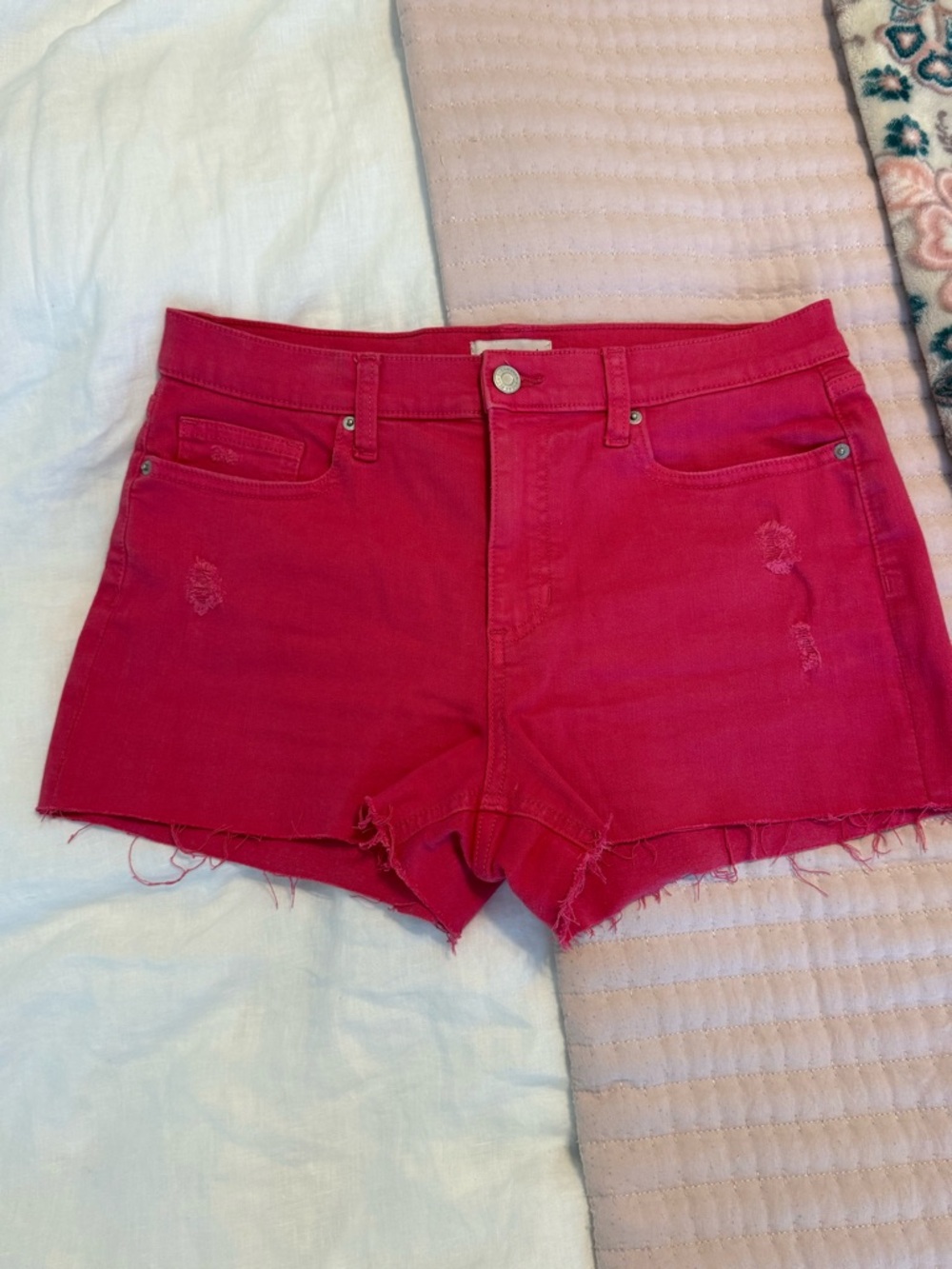 Sneak Peek Vibrant Pink Denim Cutoff Shorts